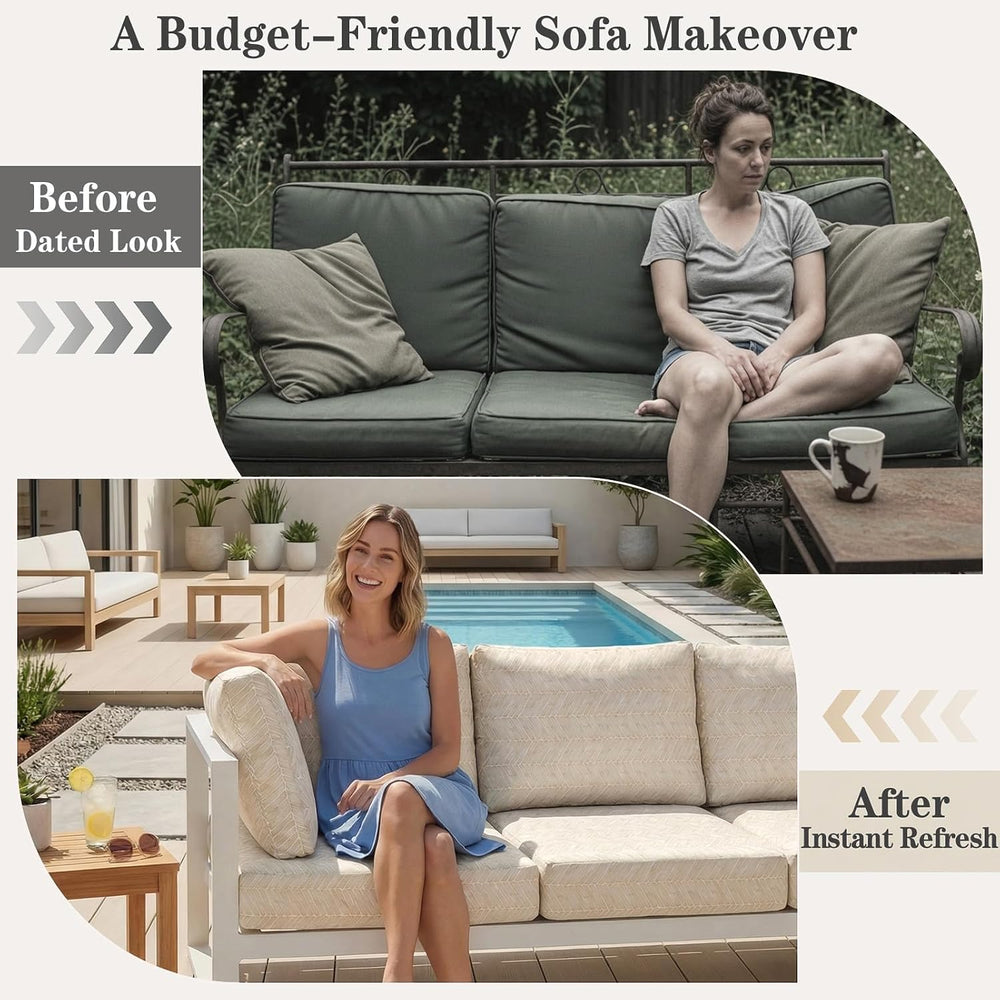 8 Pack Outdoor Cushion Covers, Water Resistant, High Stretch Fit