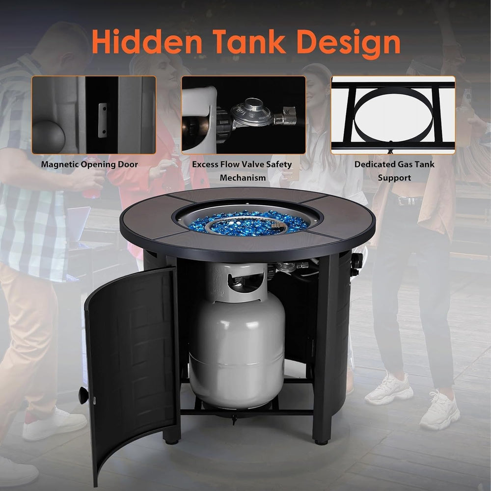 TLGREEN 30-Inch Round Propane Fire Pit Table, 50,000 BTU