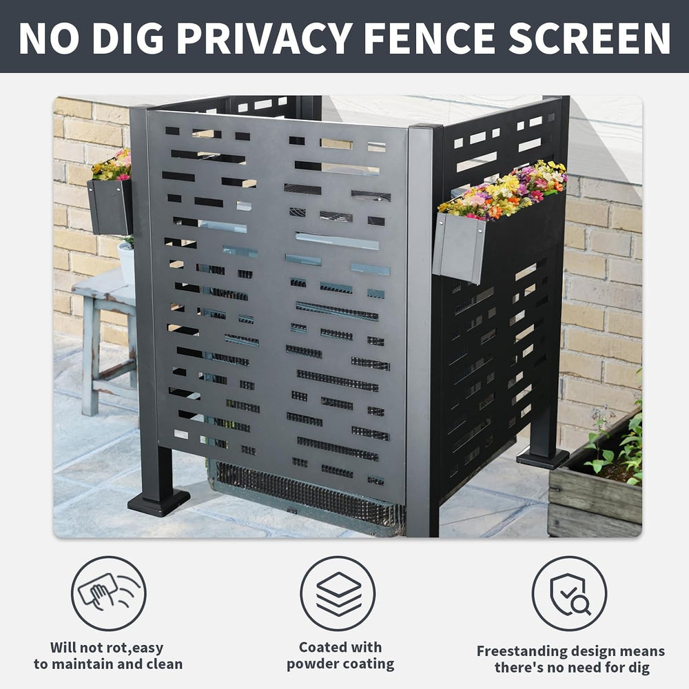 3×3 FT Air Conditioner Fence for Outdoor Units, Charcoal Metal Privacy Screen...