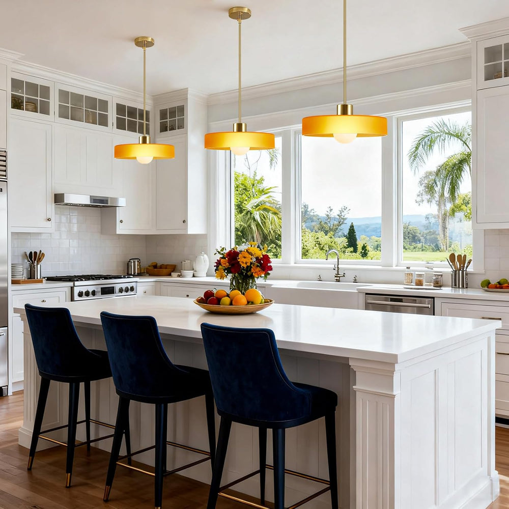 Pendant Lights Kitchen Island: Mid-Century Modern Hanging Light Fixture - Gla...