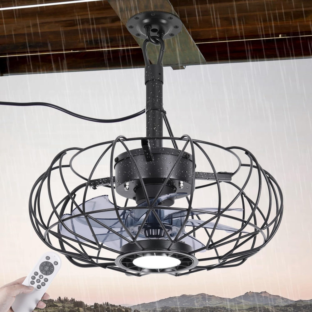Outdoor Gazebo Fan with Hanging Hook, 15'' Waterproof Outdoor Ceiling...