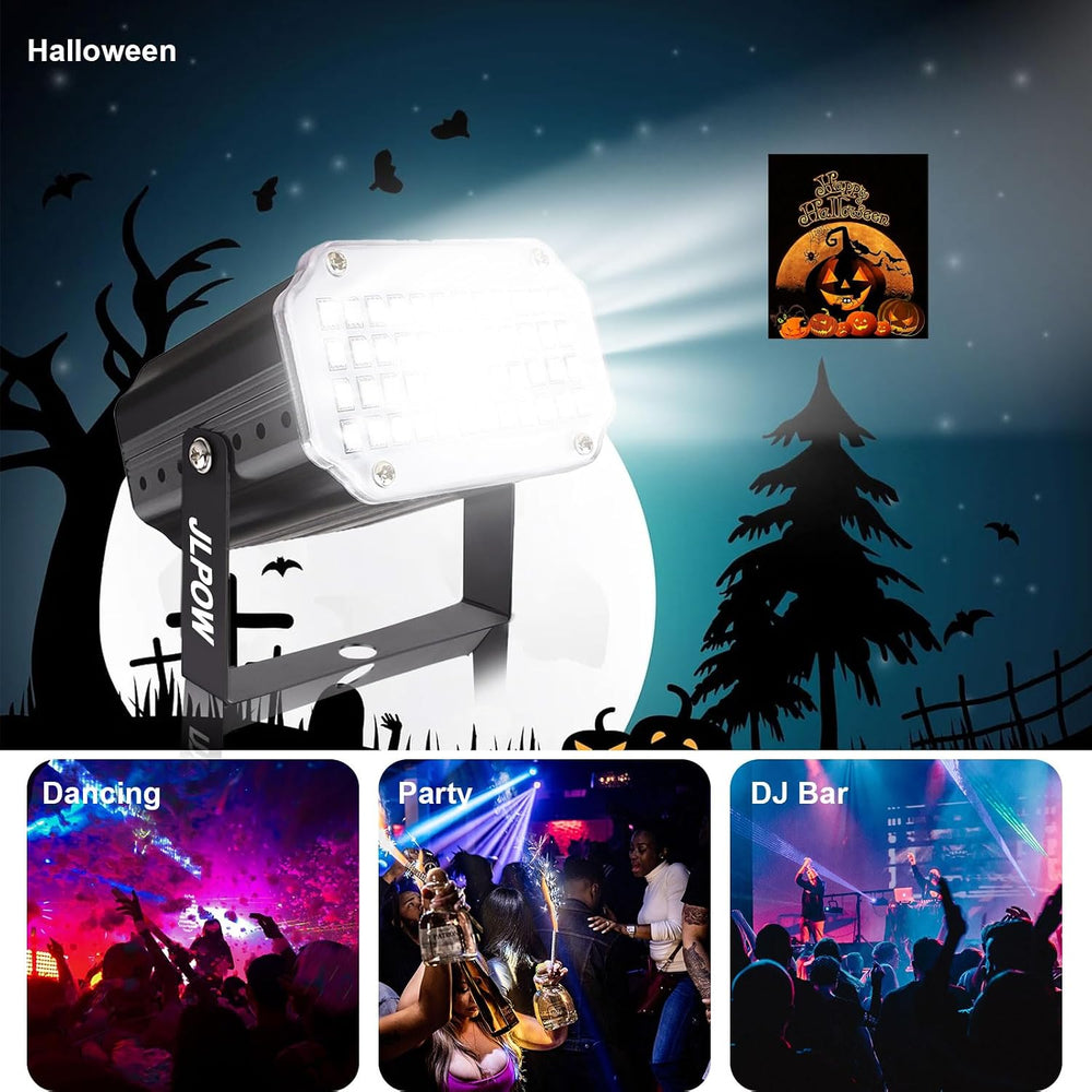 [2-Pack] JLPOW Halloween Mini White Strobe Light, Super Bright 36 LED Strobe ...