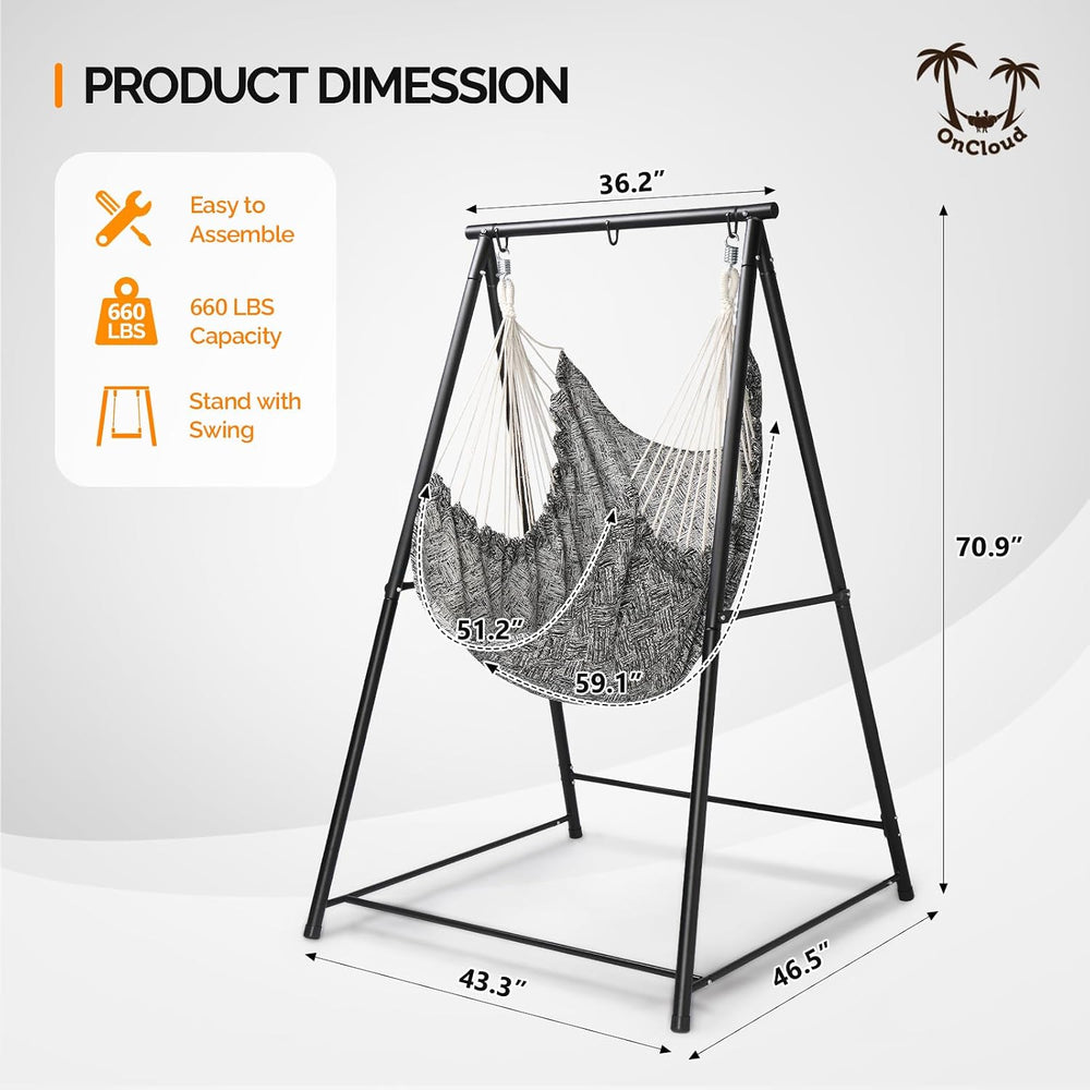 ONCLOUD Upgraded Hammock Chair with Stand for Outside, Heavy Duty Steel Hammo...