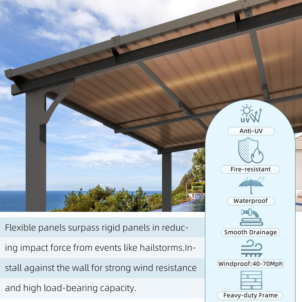AECOJOY 10' x 8' Gazebo for Patio, Small Wall-Mounted Lean to Gazebo ...