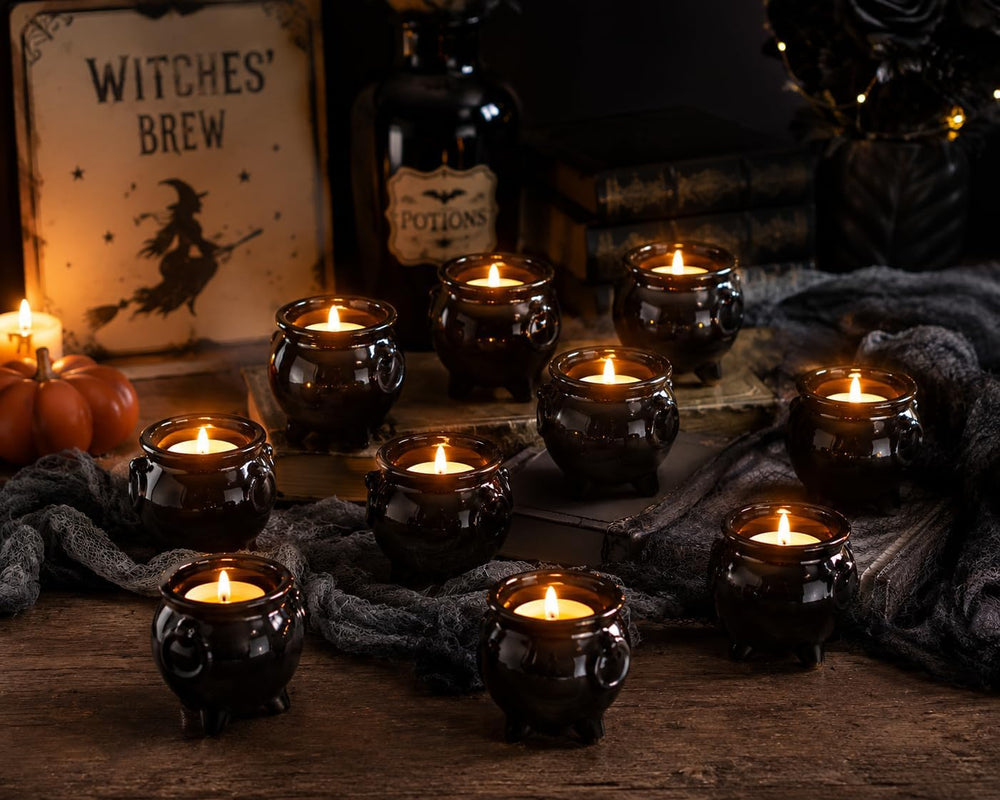 Fun Express Halloween Mini Cauldron Tea Light Votive Candle Holders, 12pc