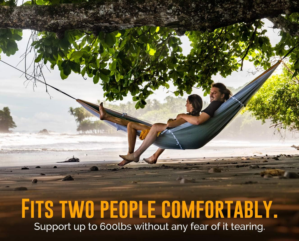Ryno Tuff XL 2 Person Camping Hammock with Mosquito Net & Rain Fly - Comp...