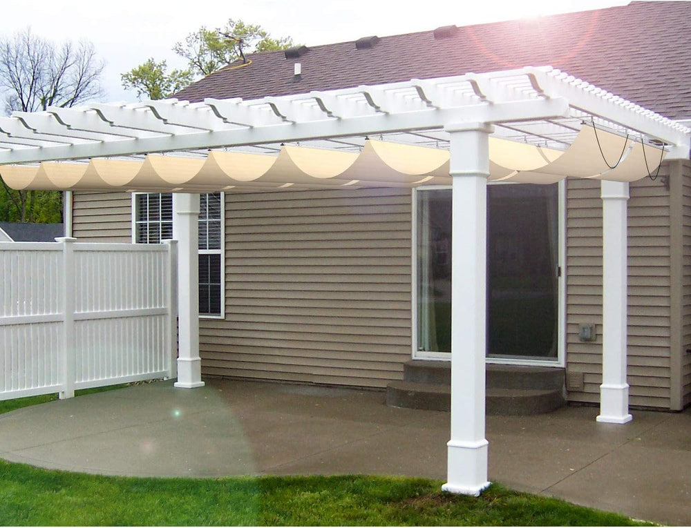 E&K 4'Wx16'L Waterproof Pergola Shade Cover Retractable Canopy Ou...