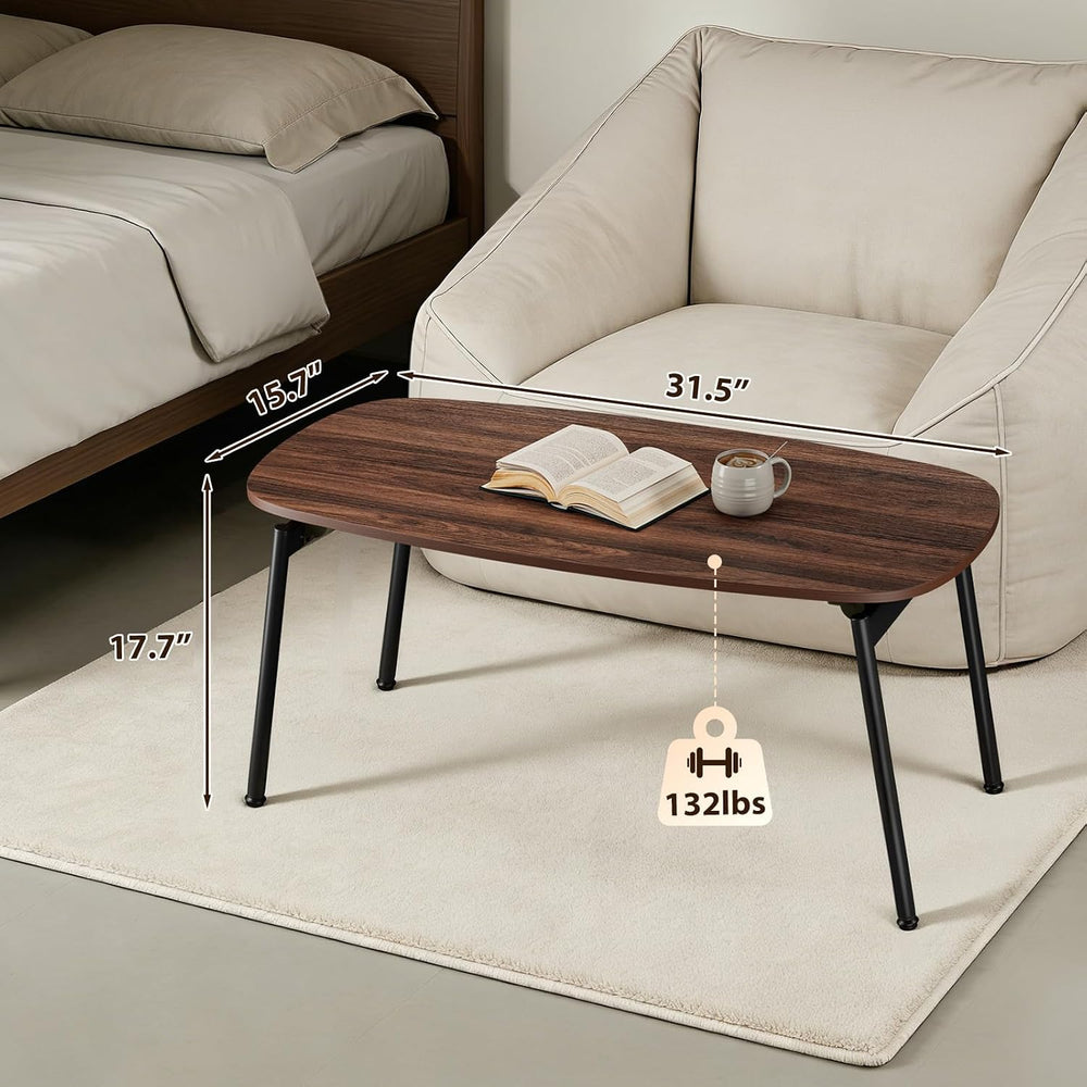 VINGLI 31.5" Folding Coffee Table Small, No Assembly Needed, Walnut