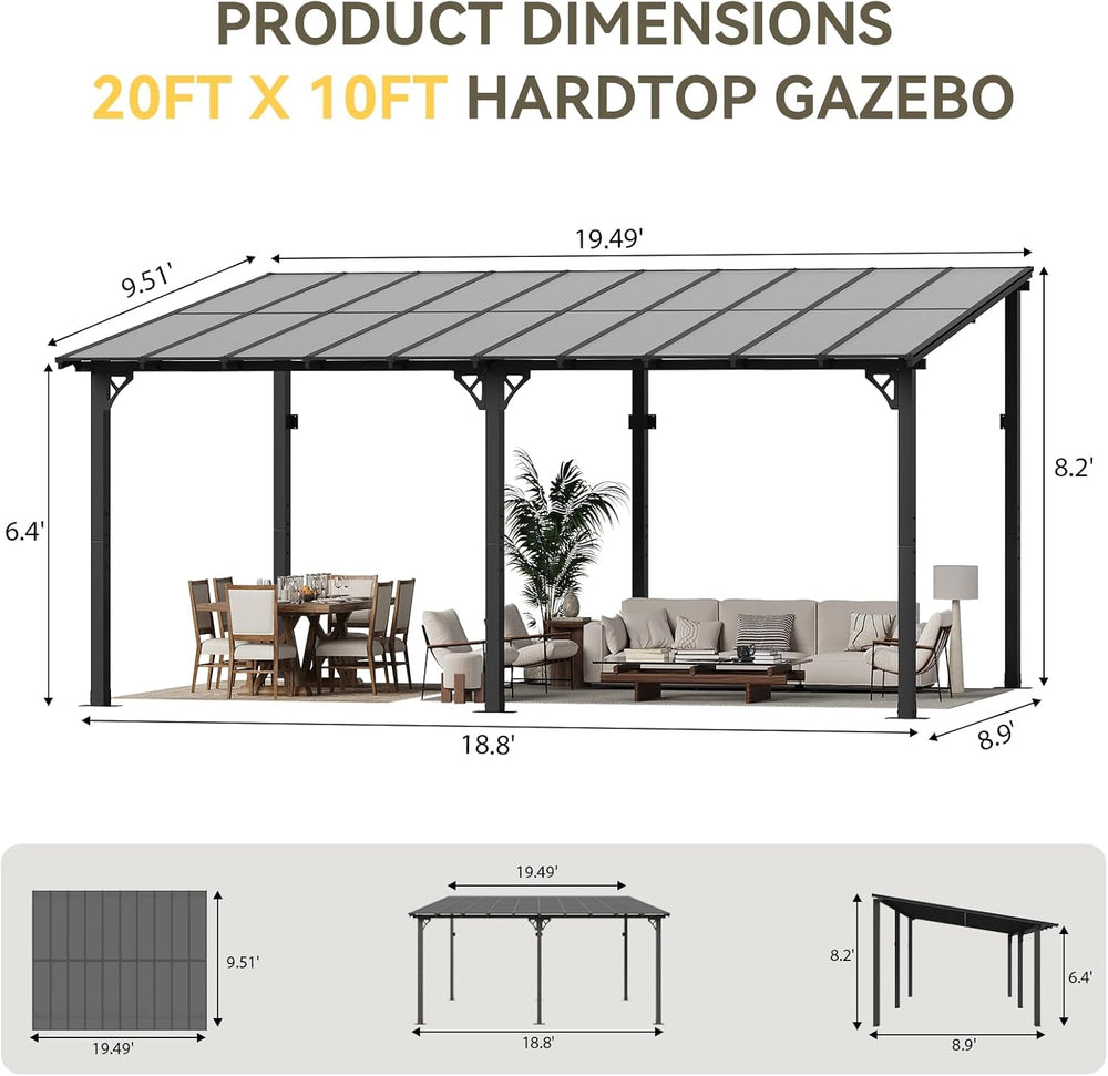 Aoxun 14’x10’ Gazebo for Patio, Gazebo Pergola with Sloped Roof, Black