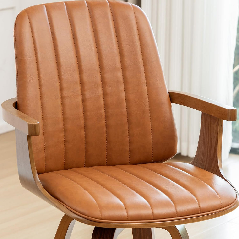 Walnut Dining Chairs, Mid Century Modern Leather Swivel Desk Chairs Walnut