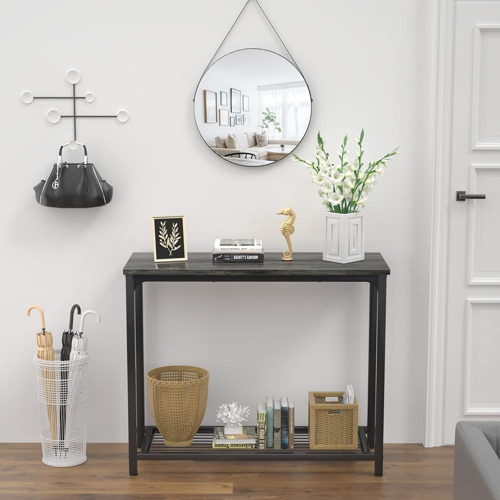 Ecoprsio Console Table Sofa Table with Mesh Shelves, 2 Tier Entryway Table Fo...
