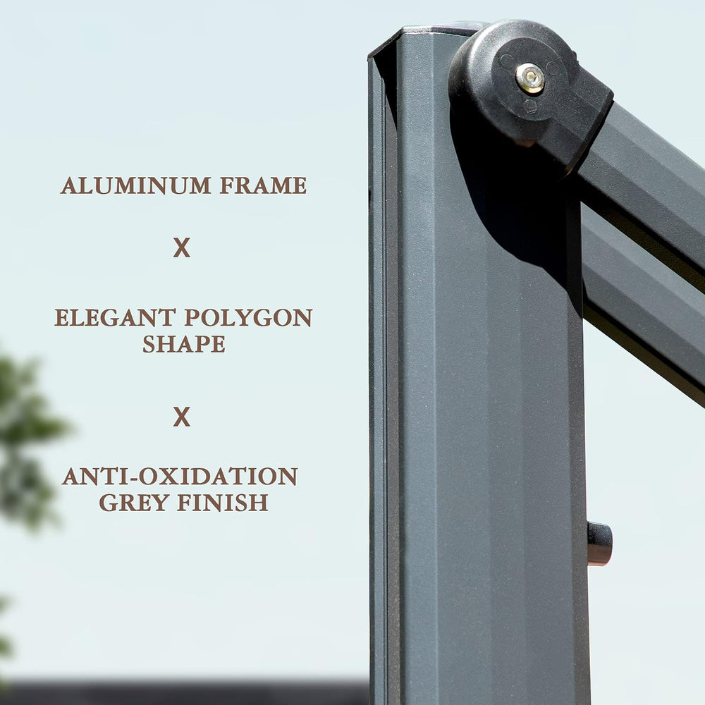 10ft Cantilever Patio Umbrella - 360° Rotation & Infinite Tilt Beige