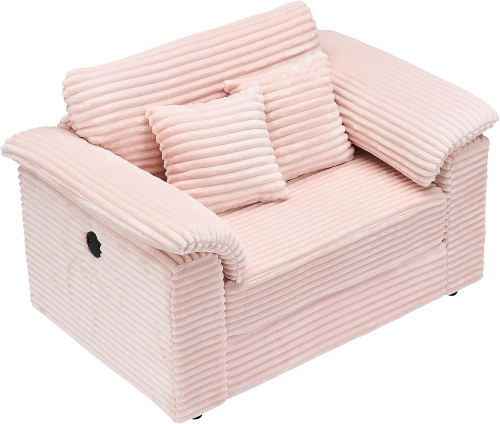 Deolme Oversized Chaise Lounge Chair with Storage Ottoman & USB Ports, Fl...