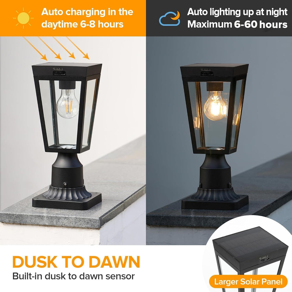 LUTEC 2 Pack Solar Post Lights, Dusk to Dawn Aluminium Solar Lamp Post Light ...