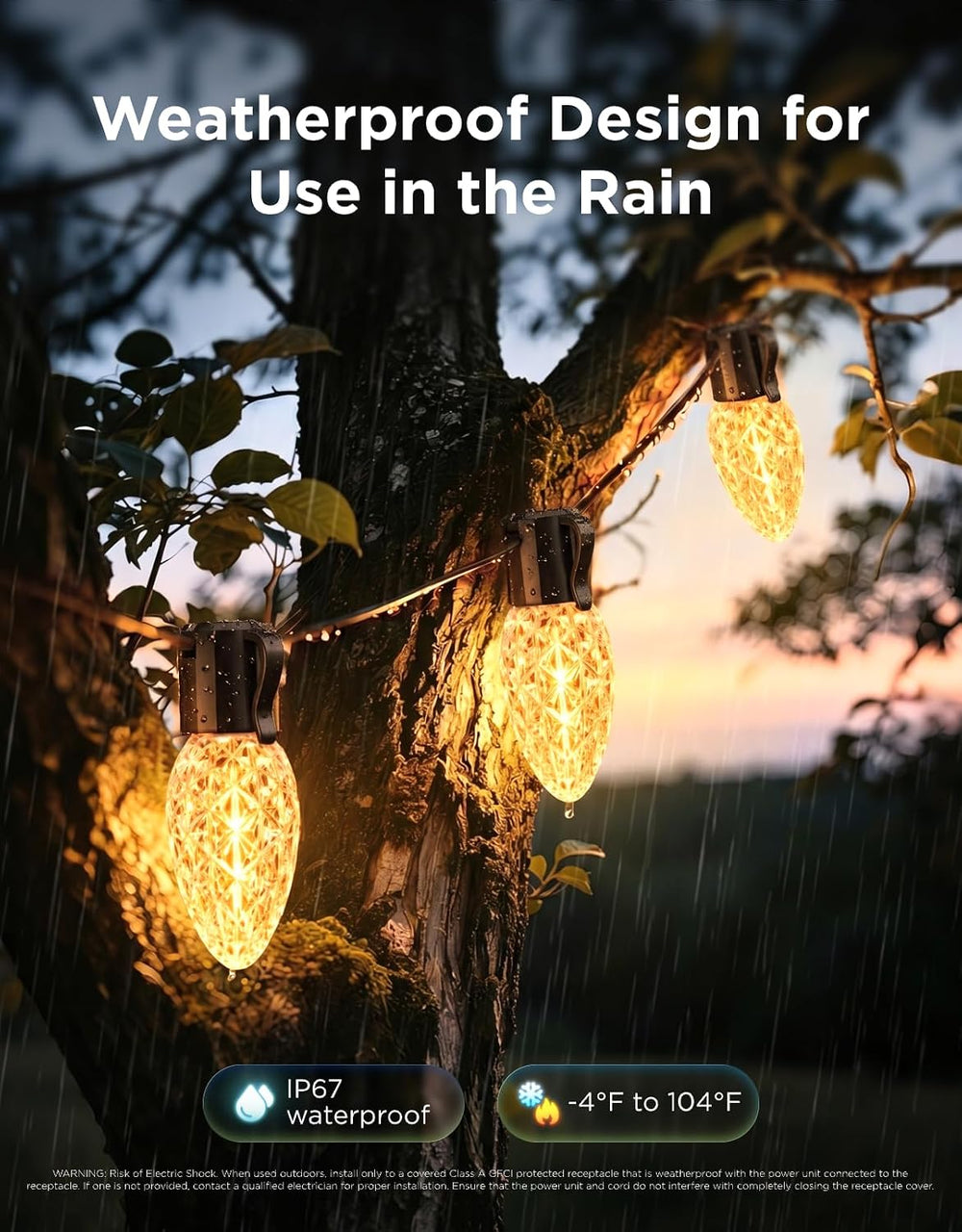 Govee C9 String Lights, Outdoor Halloween Christmas Lights, 49ft