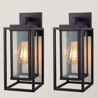14" Double Cage Outdoor Wall Light, 2Pack Exterior Lantern Sconce