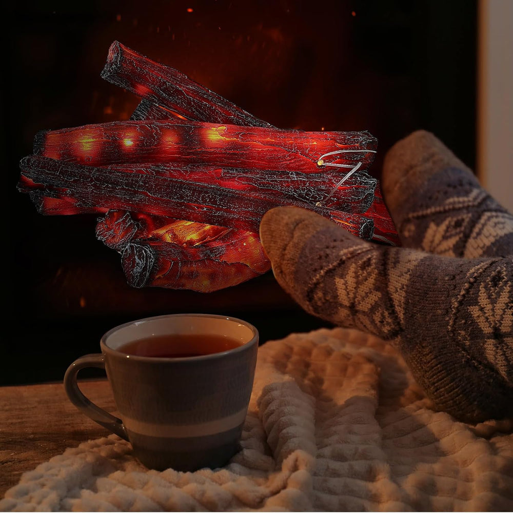 Tuanse 10 Pcs 8.7 in, 16 in Christmas Fireplace Logs Flameless Fake Logs