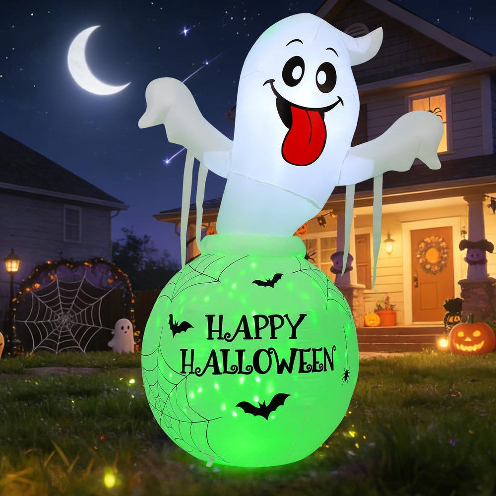 COMIN 6FT Halloween Inflatables Decorations Ghost in Bottle Yard LEDs Decor