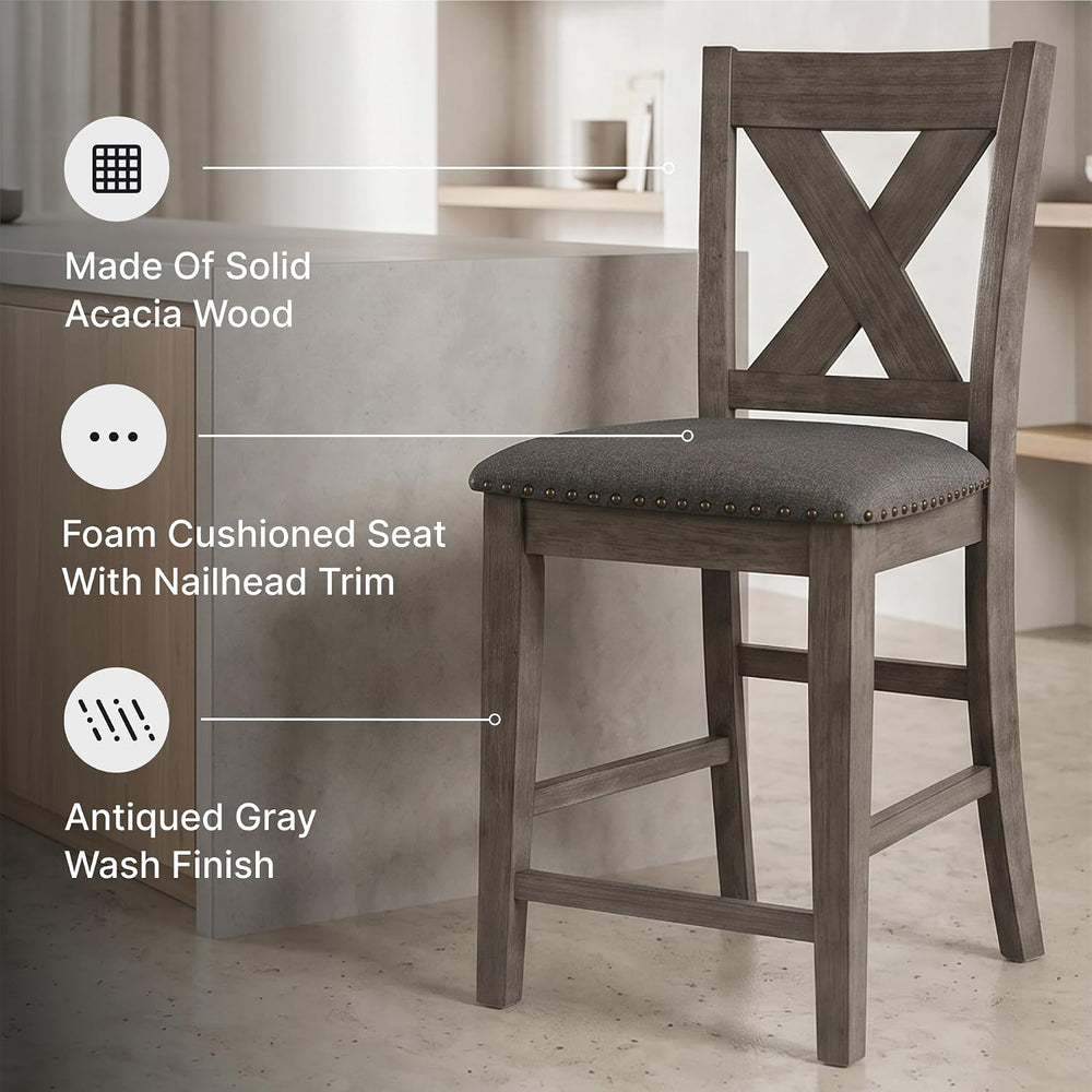 Signature Design by Ashley Caitbrook X-Back Bar Stools Set of 2, Gray