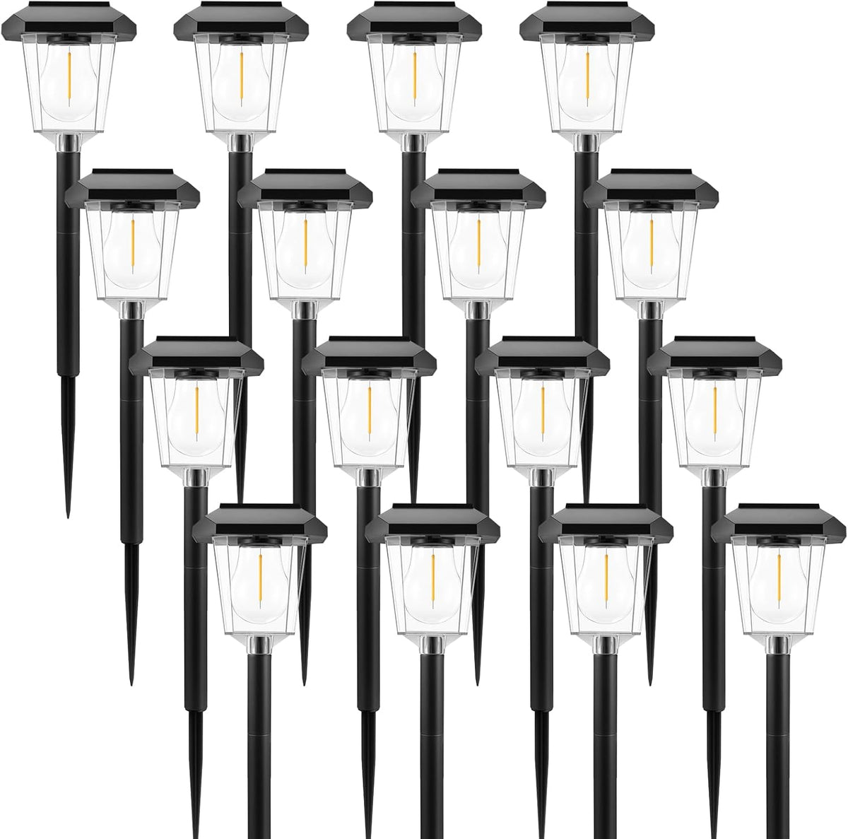 solar pathway lights outdoor, warm white led waterproof shown in use