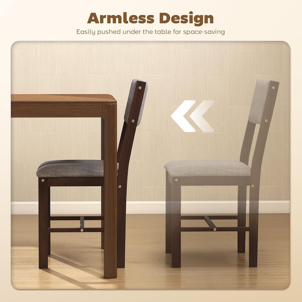 HOMCOM Solid Wood Dining Chairs Dining Room Upholstered Set of 4 Gray
