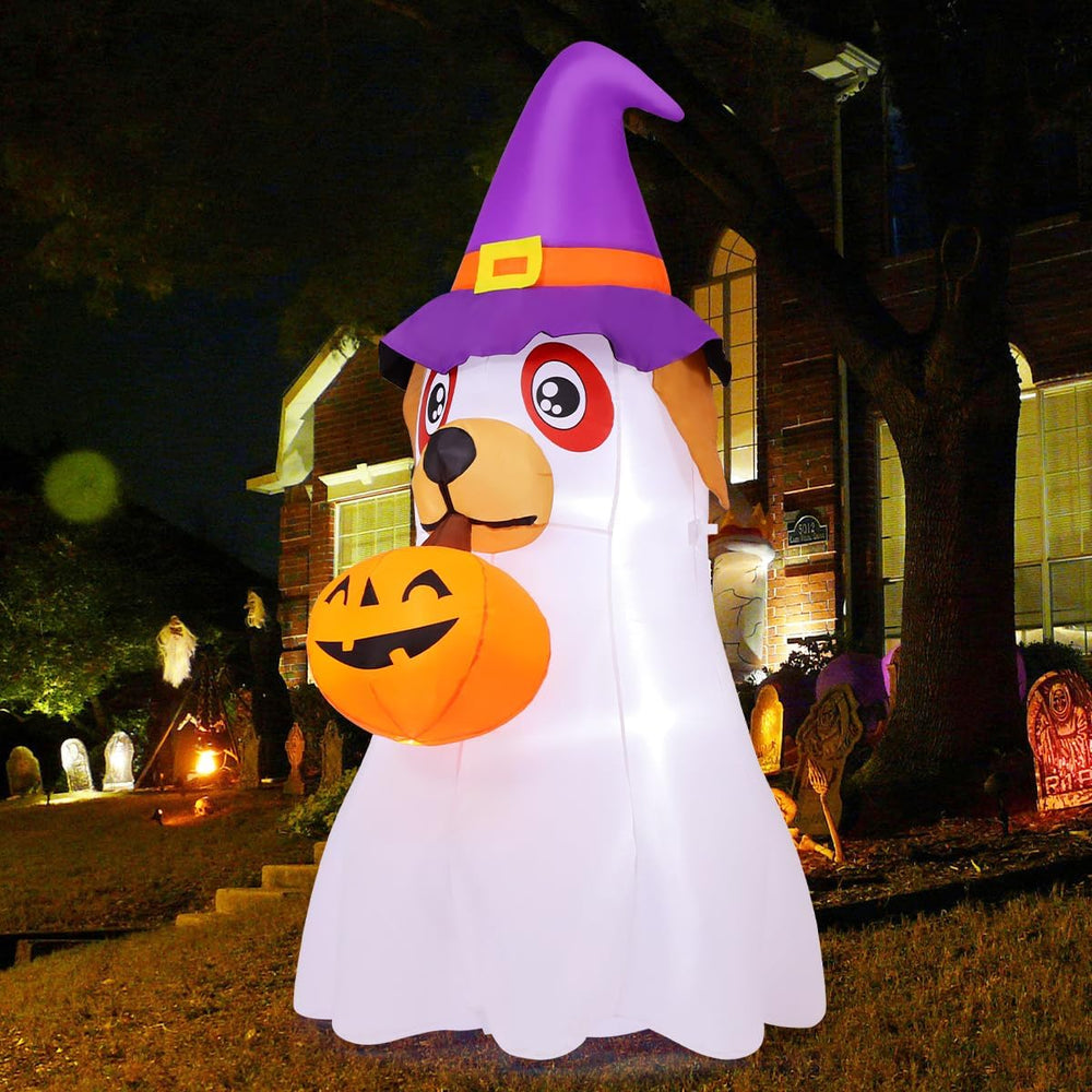 GOOSH 6.2 FT Halloween Inflatables Dog Outdoor Decorations Blow Up Yard Cute ...