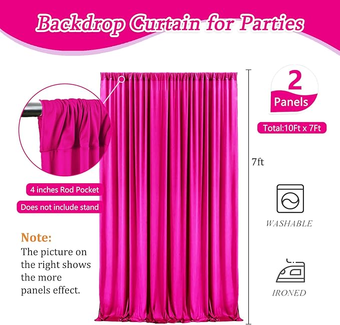10 x 7 Feet Rose Red Backdrop Curtain for Partie, Background Curtains for Pho...