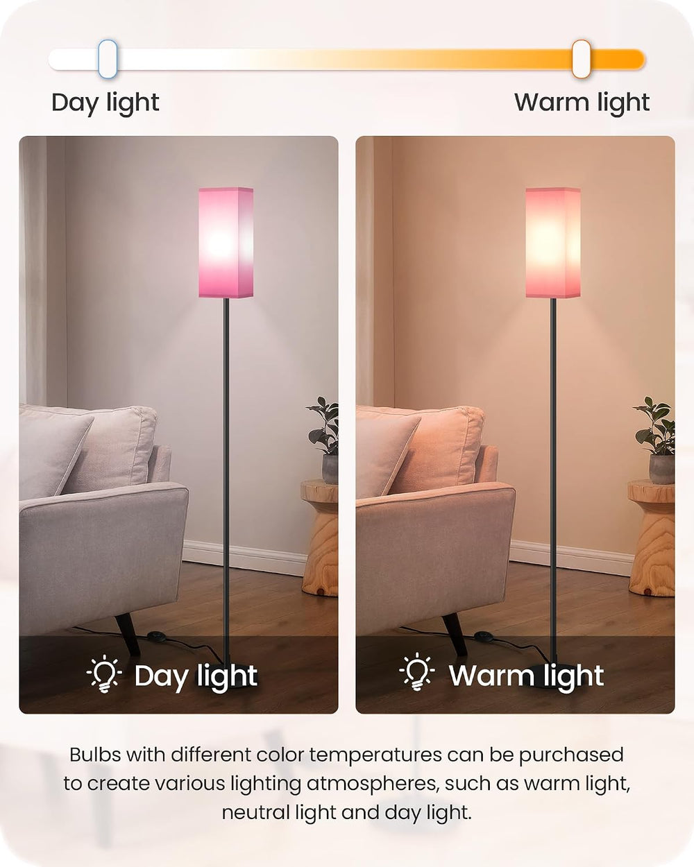 2 Pack Floor Lamp, Pole Lamp with Foot Switch, Modern Standing Lampshade, Min...