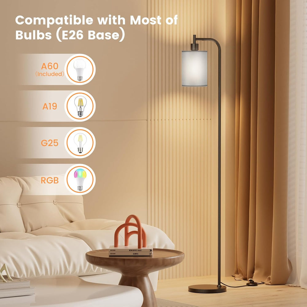 SIBRILLE Floor Lamp with Linen Shade, Dimmable Tall Standing Lamp with Remote...
