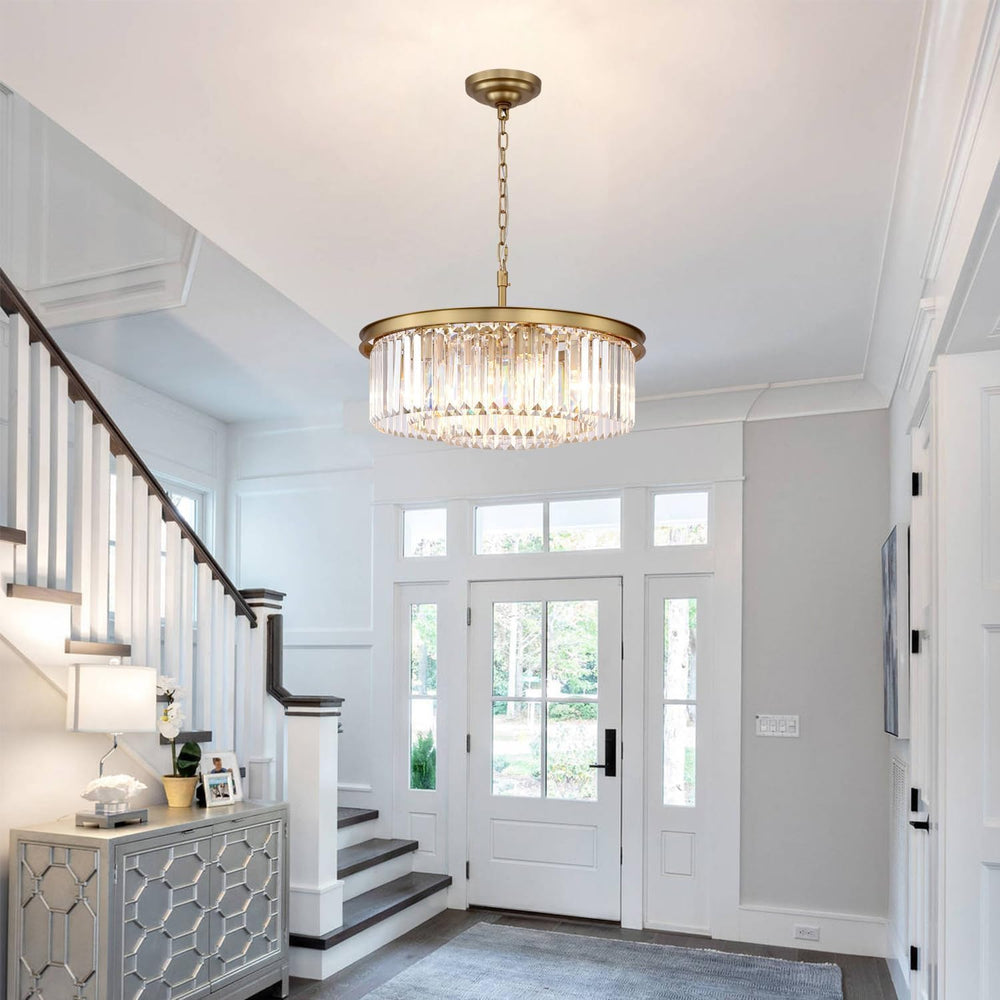 Modern 8-Light Crystal Chandelier, 20 Inch Copper