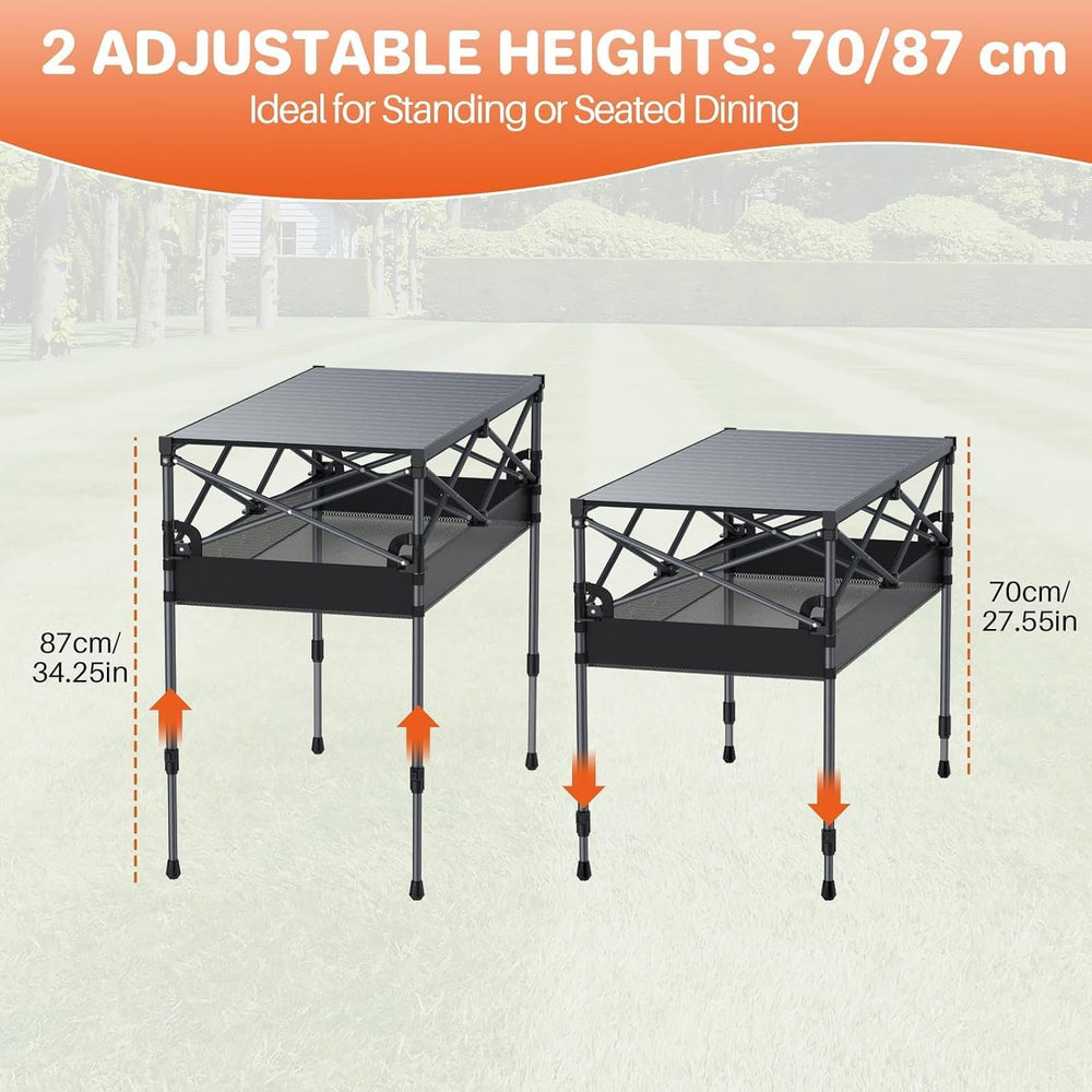 FUNYKICH Aluminum Folding Camping Table, 2 Height Adjustable 34.2''&a...