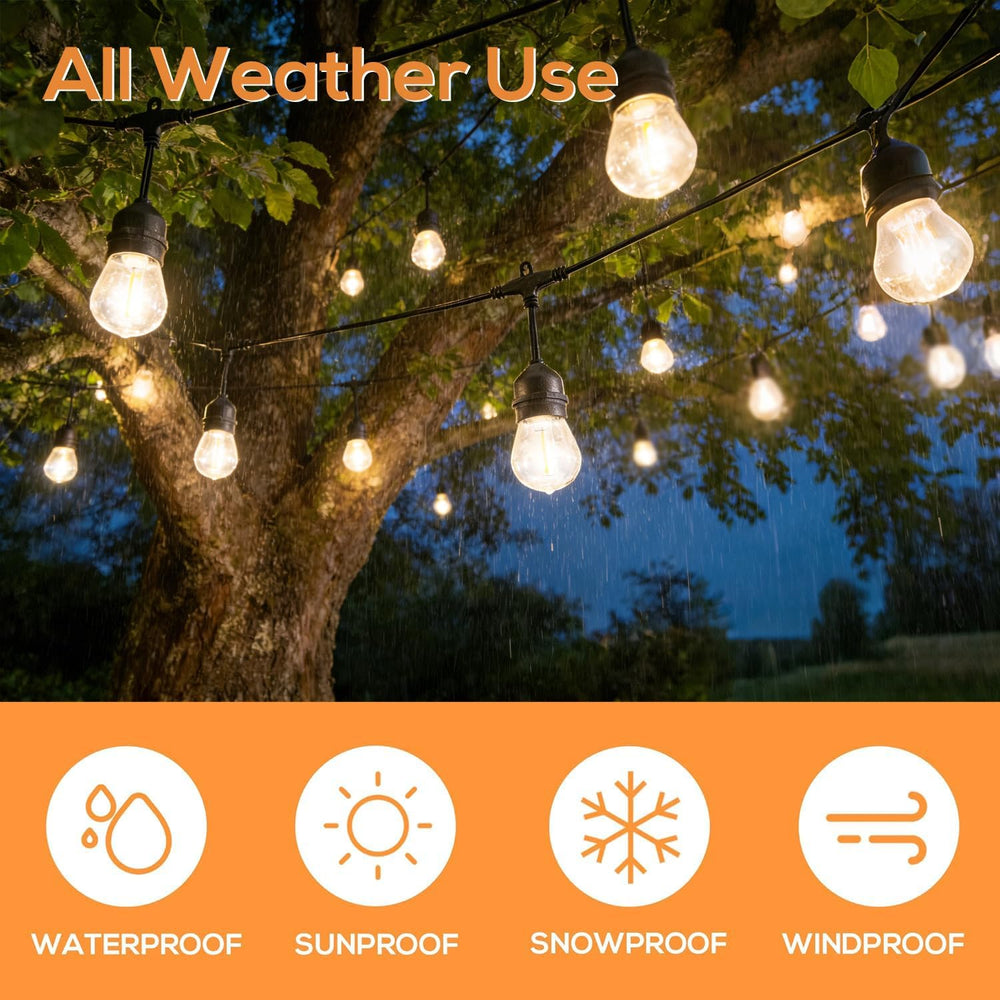 SUNTHIN 50FT Outdoor String Lights with 16 1W LED Bulbs
