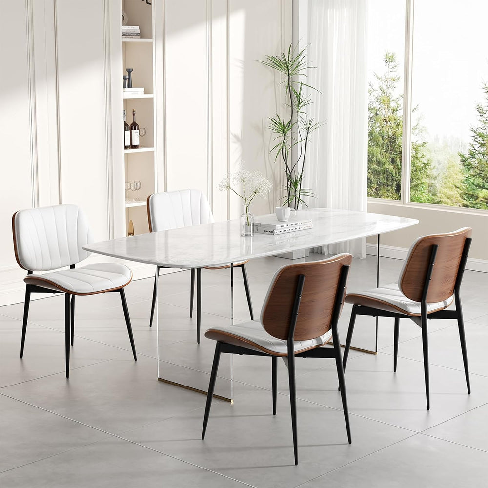 Dining Chairs Set of 2, Mid Century Modern Dining Room Chair, Upholstered Fau...