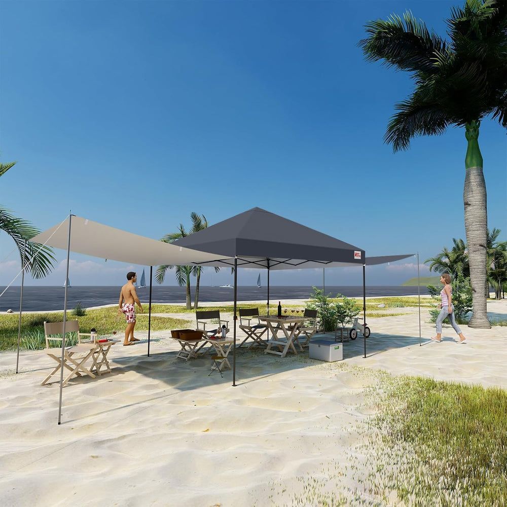 MASTERCANOPY 10x10 Pop Up Canopy Tent with 2 Shelters，230 Sq ft Drak Grey