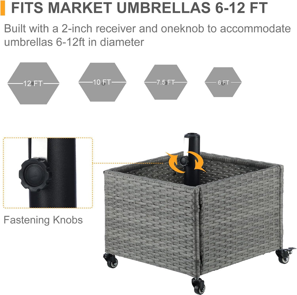 SUNNYPARK Umbrella Base with Wheels and Fillable Planter 2 in 1