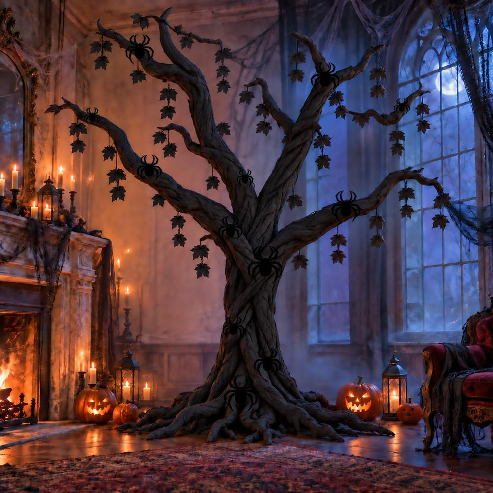 32 Pcs Halloween DIY Black Maple Tree Set, Large Halloween Tree Decoration