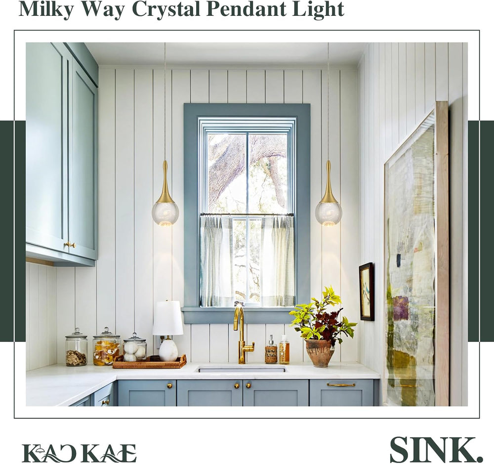 LED Pendant Light Kitchen Island Milky Way Crystal Pendant Lights Dimmable Go...