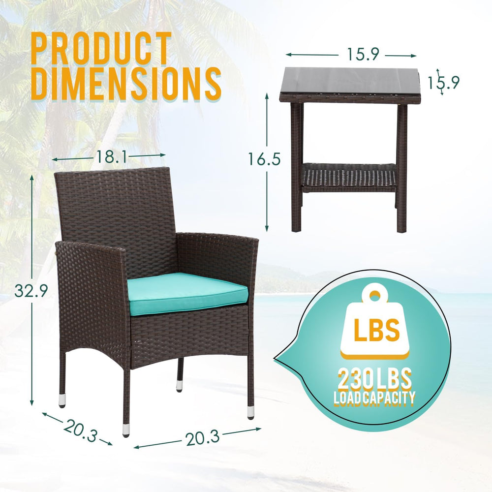 PayLessHere Set of 3 Outdoor Furniture Set Patio Furniture Set Brown Conversa...