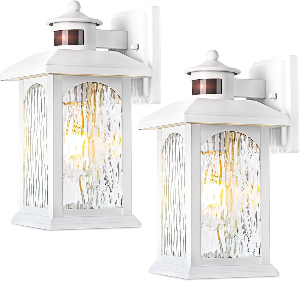 FILIYANO White Motion Sensor Outdoor Wall Lights, Dusk to Dawn, 2 Pack