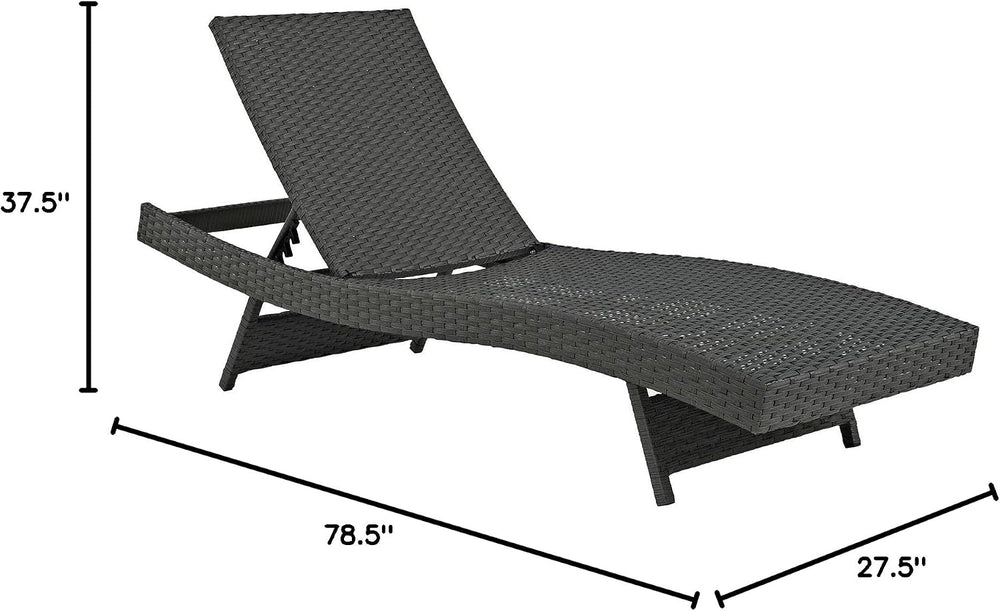 Modway Sojourn Wicker Rattan Outdoor Patio Sunbrella Fabric Chaise Lounge in ...