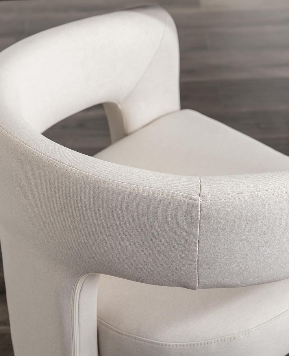 Modern Barrel Dining Chairs Set of 4, Upholstered Accent Kitchen Chair with A...