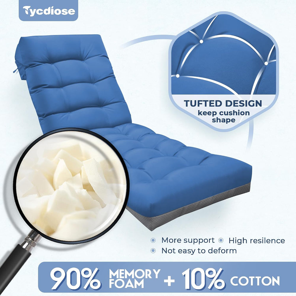 Outdoor Lounge Chair Cushion, Waterproof Replacement Chaise Lounge Cushions f...
