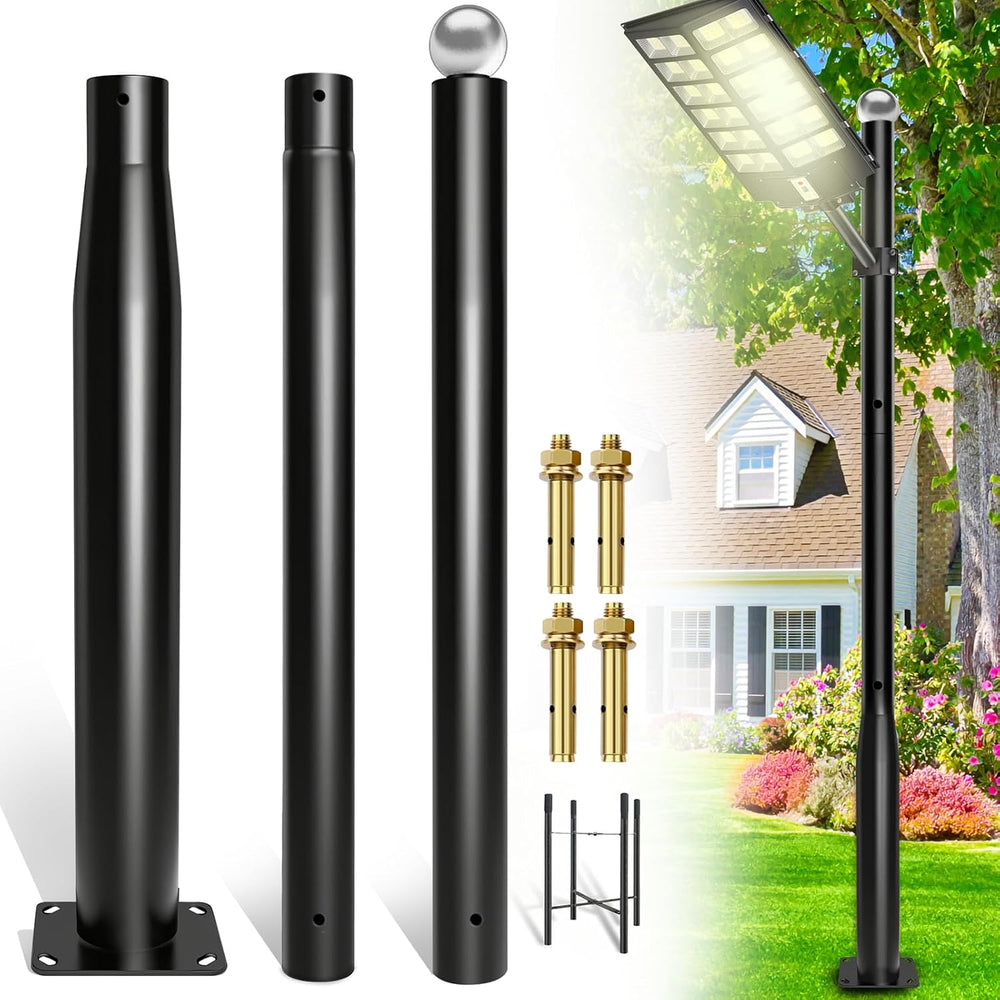 Street Light Pole 10 Ft, Outdoor Adjustable Metal Street Lamp Post for Solar ...