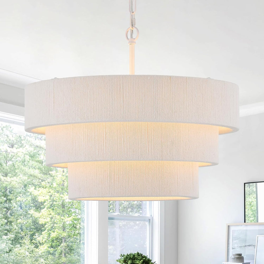 20” Boho Hand Woven Rattan Chandelier 3 Round Adjustable Coastal Pendant Ligh...