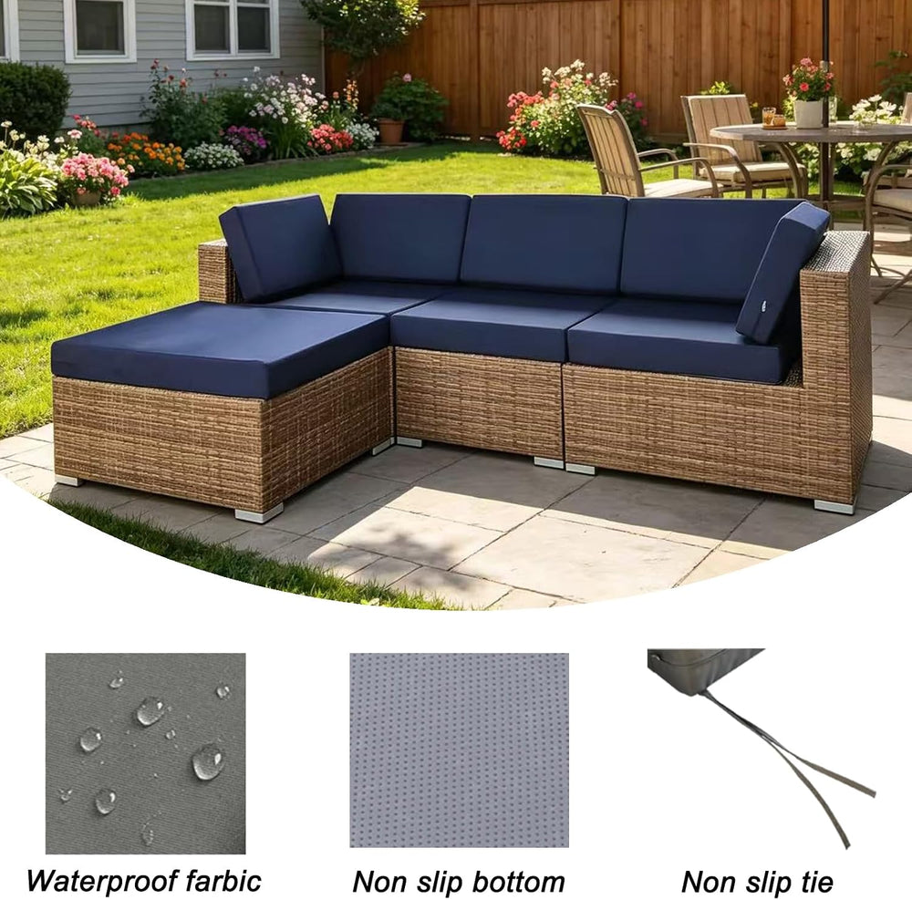 9pcs Outdoor Cushion Cover w/ Zipper,Waterproof 25.6x25.6x4" Navy Blue