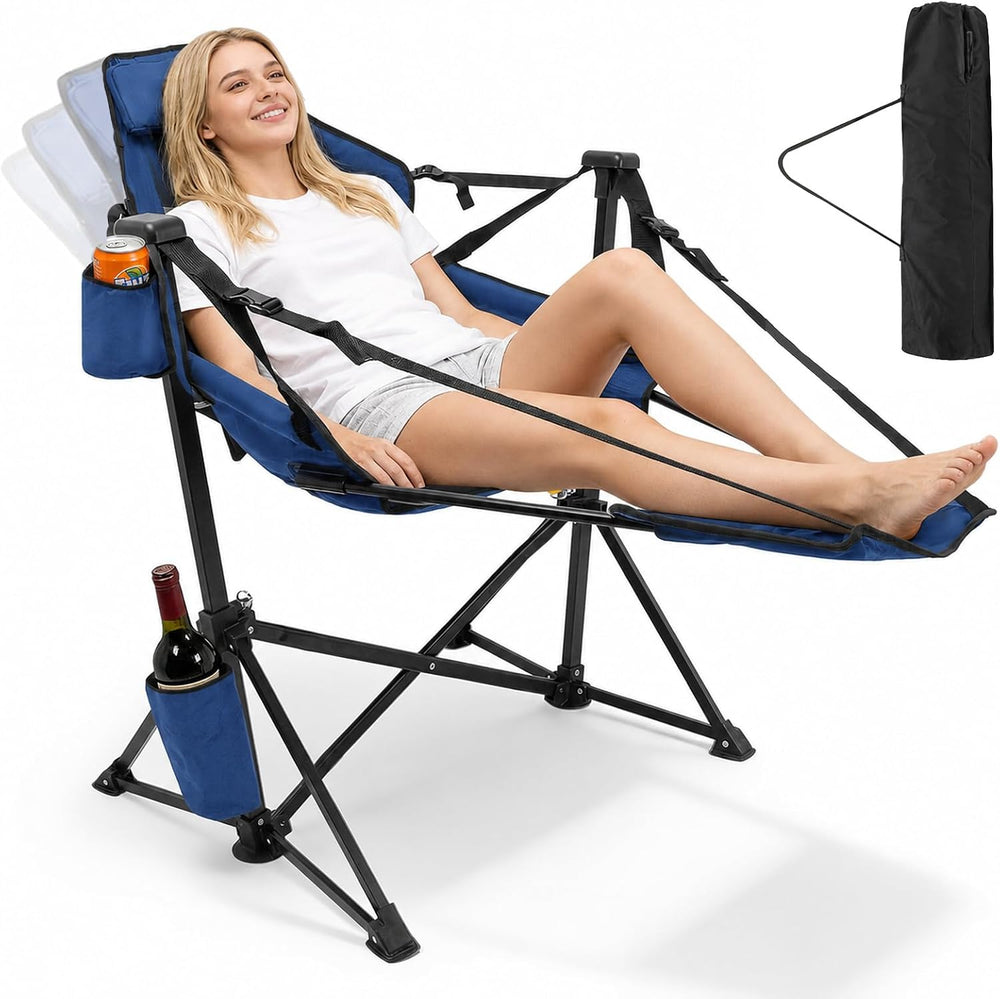 ZENPETIO Hammock Camping Chair with Footrest, 2PK Oversized Recliner Chairs