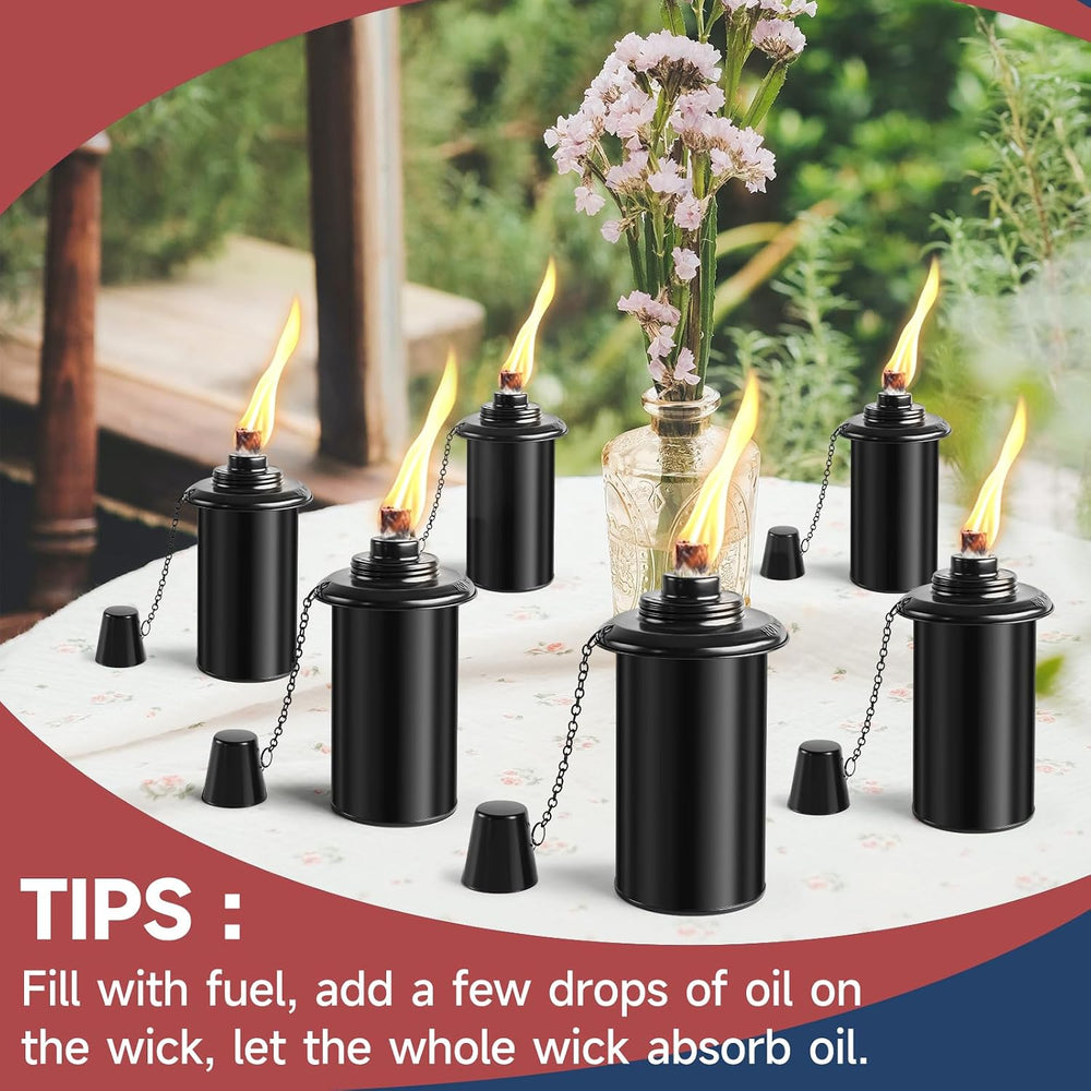 Citronella Torches Set of 6, 16 oz Garden Torches for Outside, 3-Prong Ground...