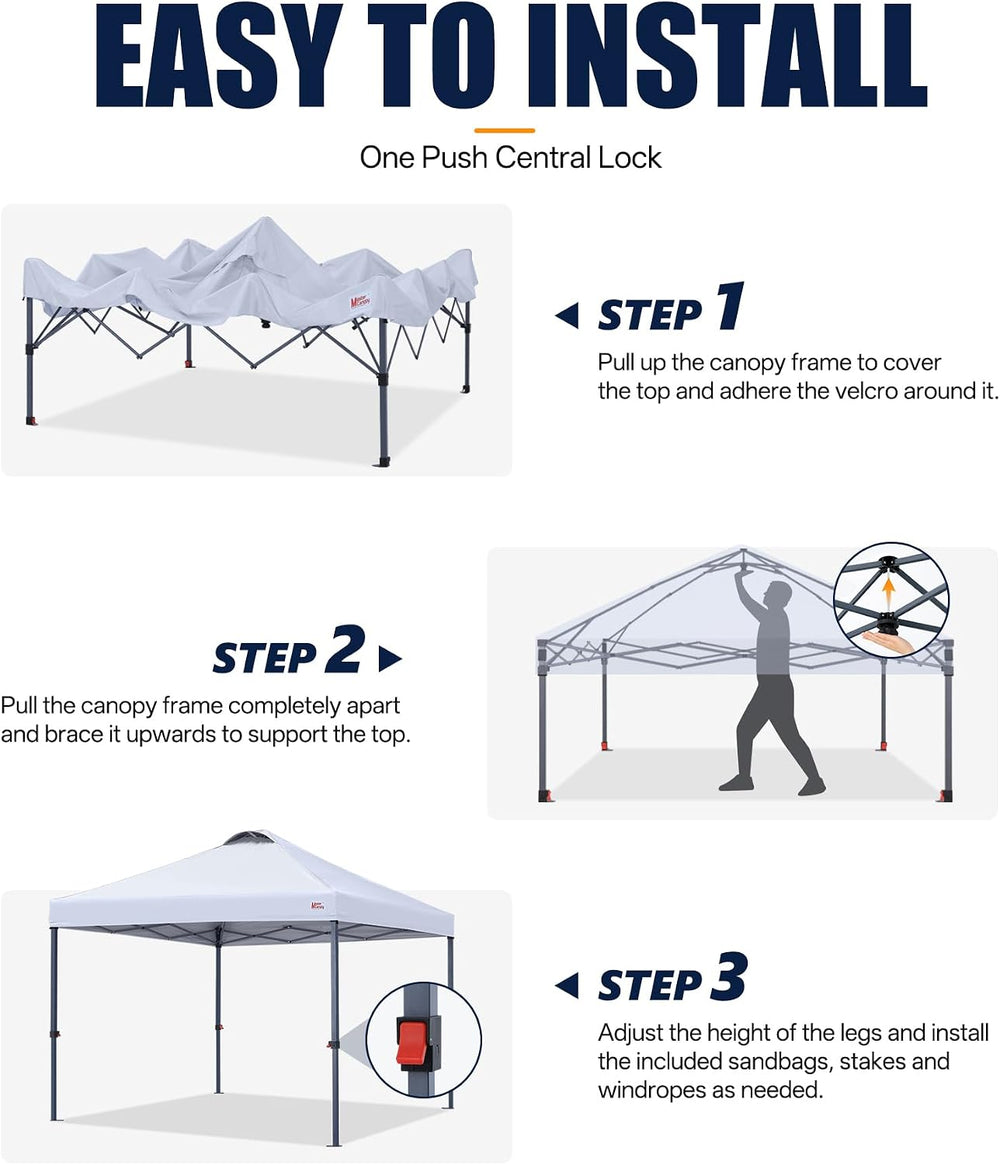 MASTERCANOPY 10x10 Durable Pop Up Canopy Tent with Roller Bag, White