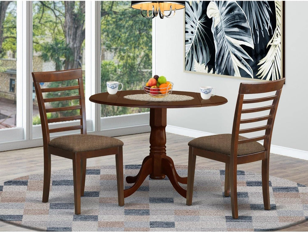 East West Furniture DLML3-MAH-C 3 Piece Dining Set Contains a Round Dining Ro...