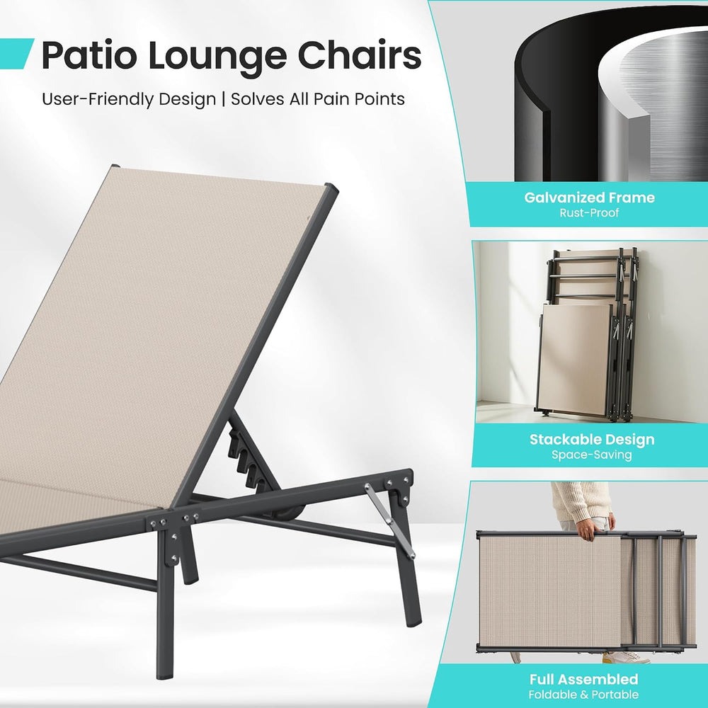 Amopatio Outdoor Lounge Chairs Poolside Chaise Lounge for Patio